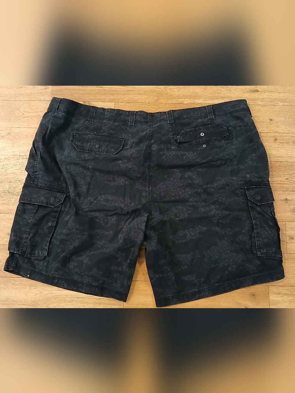 Men's Black Camouflage Cargo Shorts with Utility Pockets